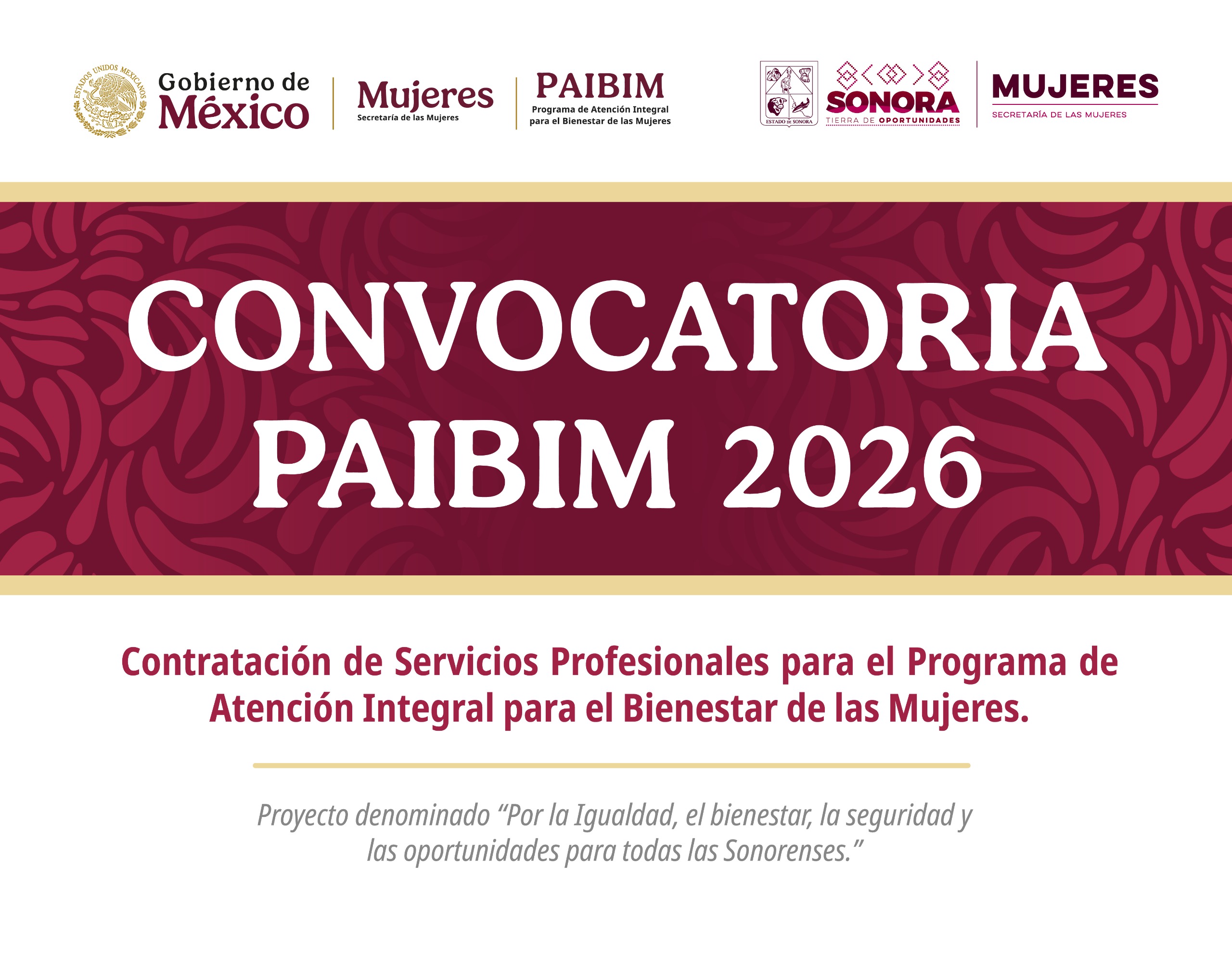 CONVOCATORIA PAIBIM 2026 PARA CONTRATACIÓN DE PERSONAL